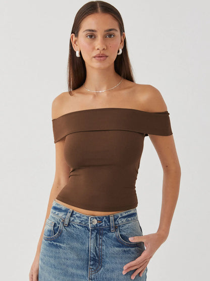 Women's Summer New Strapless Sexy T-shirt One Shoulder Spicy Girl Pure Desire Style Top for Women