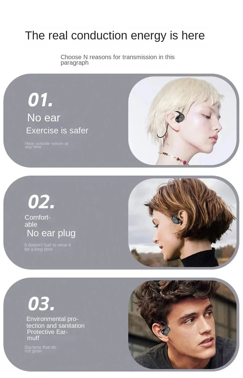 Fones de ouvido sem fio Xiaomi Bone Conduction Bluetooth 5.3 para pescoço, esportivo, estéreo, com microfone.