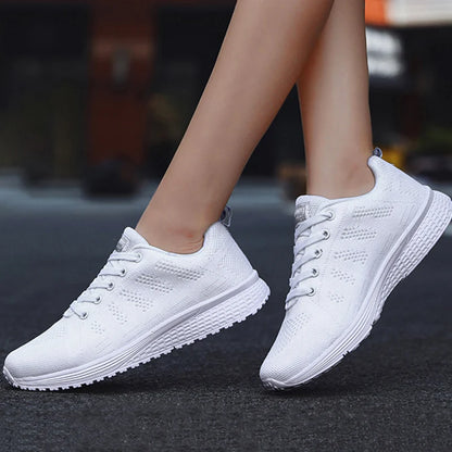 Tênis feminino moda casual: tênis com rendas, respiráveis.