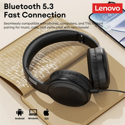 Fone de ouvido gamer Lenovo TH30 sem fio Bluetooth com som estéreo 360°,  esportivo de longa duração e baixa latência