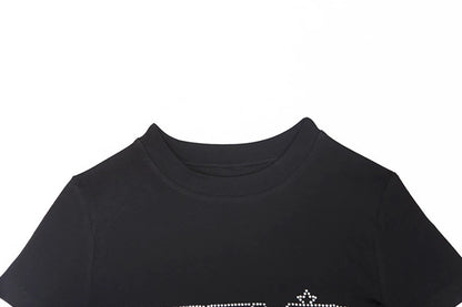 Y2K Women Backless Hollow Out T Shirt Sexy Bandage Crop Tops O-neck Tshirt Black Streetwear Short Sleeve Slim Bodycon T-shirt