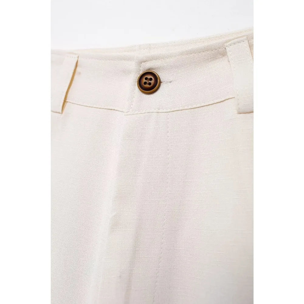 Conjunto Elegance: casual com 2 peças bordados com camisa tipo top de manga curta e lapela combinando calças largas