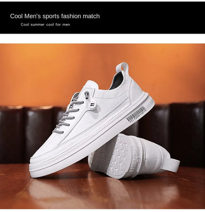 Novo casual masculino de couro: antiderrapante: moda confortável tênis, solado plano