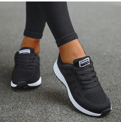 Tênis feminino moda casual: tênis com rendas, respiráveis.