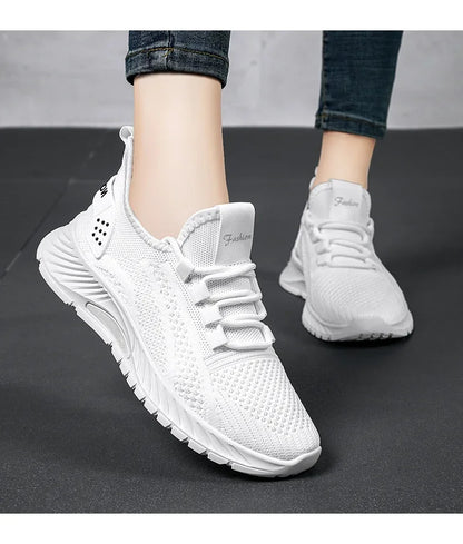 Tênis casual com designer feminino: esportivos, moda renda, de malha respirável.