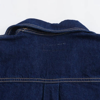 Conjunto feminina em jeans: camisa colarinho degotado com manga curta e bolso decoração + shorts cintura média assimétricos