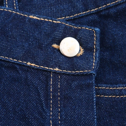 Conjunto feminina em jeans: camisa colarinho degotado com manga curta e bolso decoração + shorts cintura média assimétricos