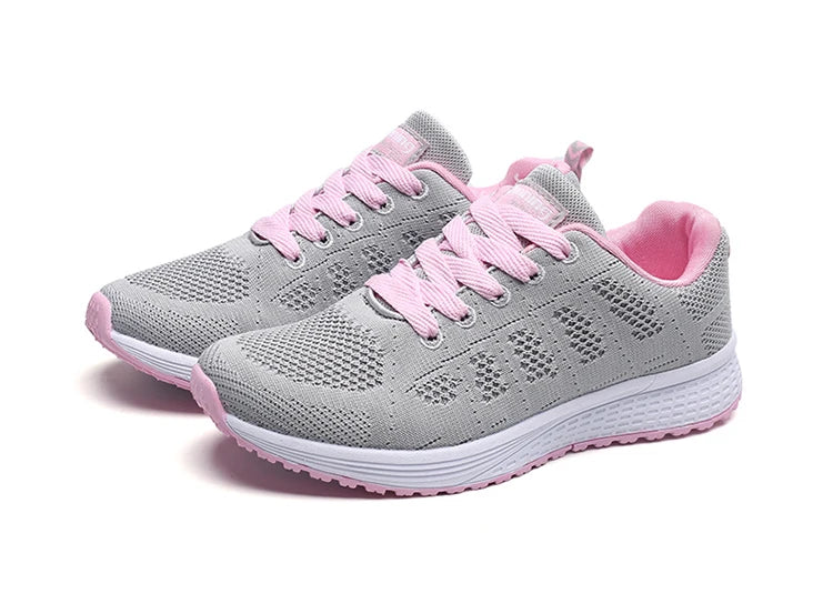 Tênis feminino moda casual: tênis com rendas, respiráveis.