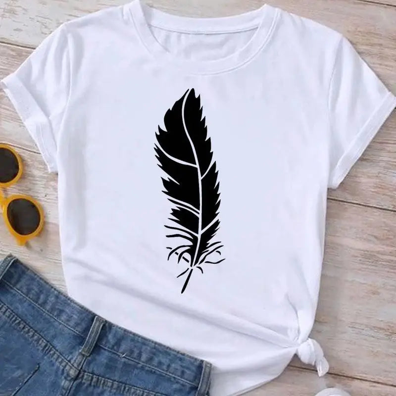 Fashion Clothes Summer Spring Flower 90s Tee Ladies Cartoon Clothing Short Sleeve Graphic T Shirt Women T-shirt Female Top