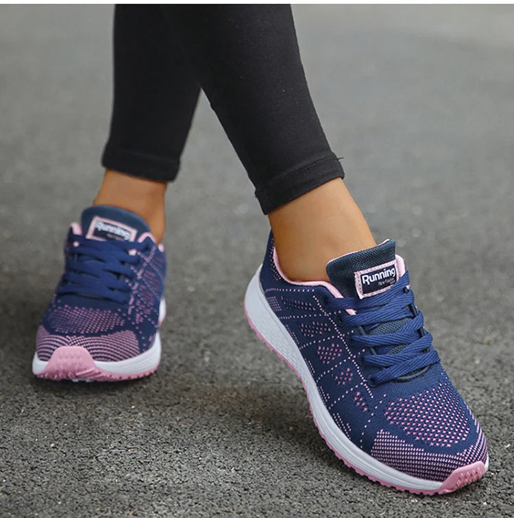 Tênis feminino moda casual: tênis com rendas, respiráveis.