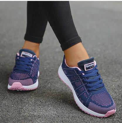 Tênis feminino moda casual: tênis com rendas, respiráveis.