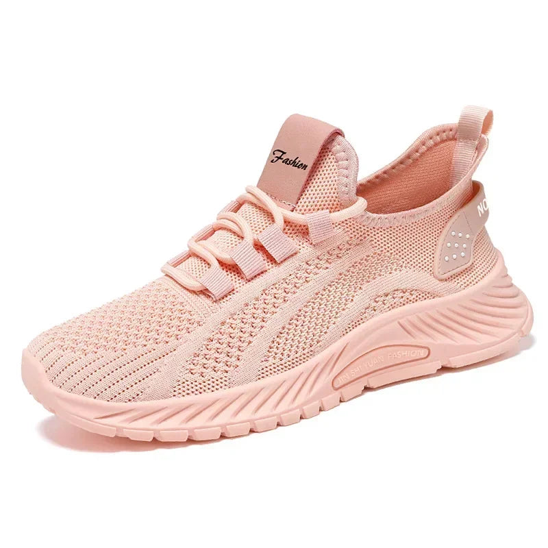 Tênis casual com designer feminino: esportivos, moda renda, de malha respirável.