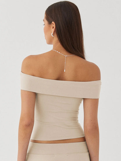 Women's Summer New Strapless Sexy T-shirt One Shoulder Spicy Girl Pure Desire Style Top for Women