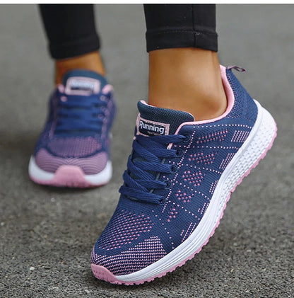 Tênis feminino moda casual: tênis com rendas, respiráveis.