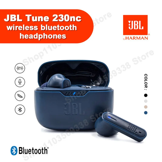 Fones de ouvido Bluetooth sem fio JBL Tune 230NC TWS originais, som estéreo esportivo, com microfone, edição HK