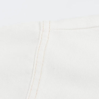 Conjuntos femininos em jeans: camisa gola com manga curta e bolso decoração +  shorts cintura média assimétrico