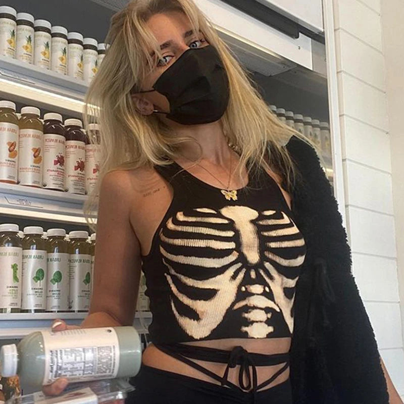 Y2K Women Backless Hollow Out T Shirt Sexy Bandage Crop Tops O-neck Tshirt Black Streetwear Short Sleeve Slim Bodycon T-shirt