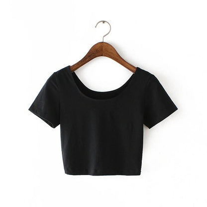 Y2K Women Backless Hollow Out T Shirt Sexy Bandage Crop Tops O-neck Tshirt Black Streetwear Short Sleeve Slim Bodycon T-shirt