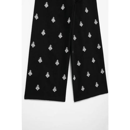 Conjunto Elegance: casual com 2 peças bordados com camisa tipo top de manga curta e lapela combinando calças largas