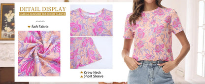 2024 Fashion Women's Stripe Print T-shirt Top Simple Casual Female Short Sleeve Clothing New Loose Colorful O-Neck T-Shirts