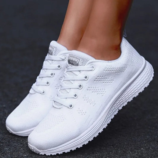 Tênis feminino moda casual: tênis com rendas, respiráveis.