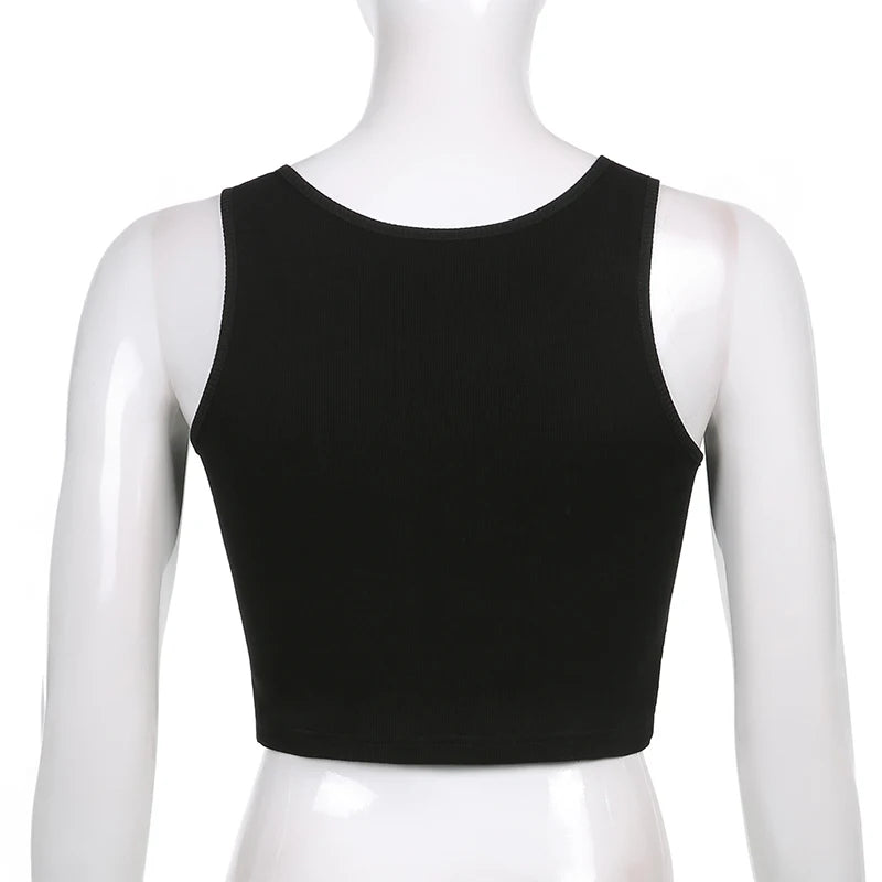 Y2K Women Backless Hollow Out T Shirt Sexy Bandage Crop Tops O-neck Tshirt Black Streetwear Short Sleeve Slim Bodycon T-shirt