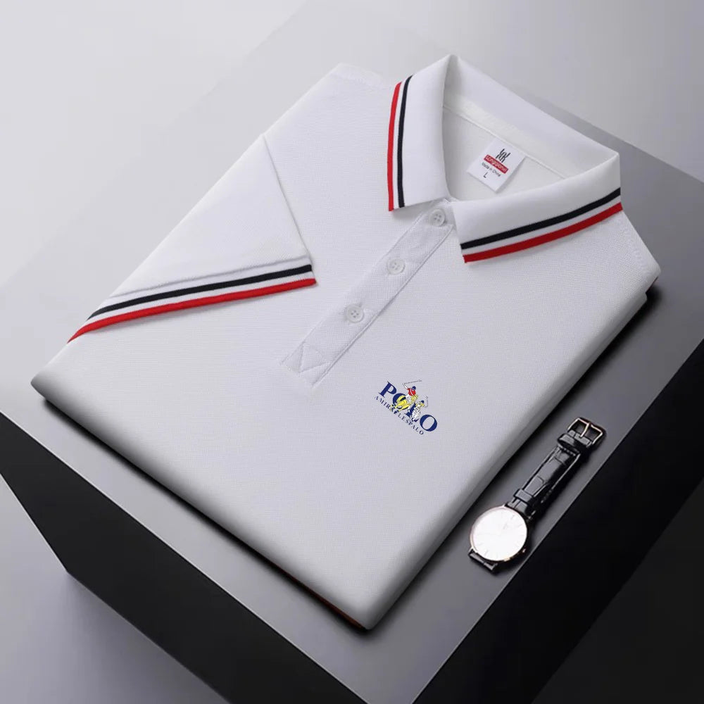 Camisa polo masculina, manga curta: com lapela de botão, simples, leve