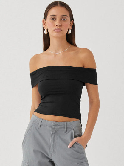 Women's Summer New Strapless Sexy T-shirt One Shoulder Spicy Girl Pure Desire Style Top for Women