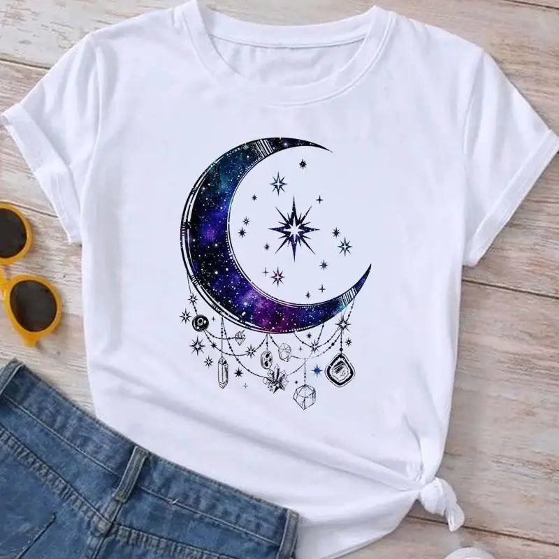 Fashion Clothes Summer Spring Flower 90s Tee Ladies Cartoon Clothing Short Sleeve Graphic T Shirt Women T-shirt Female Top