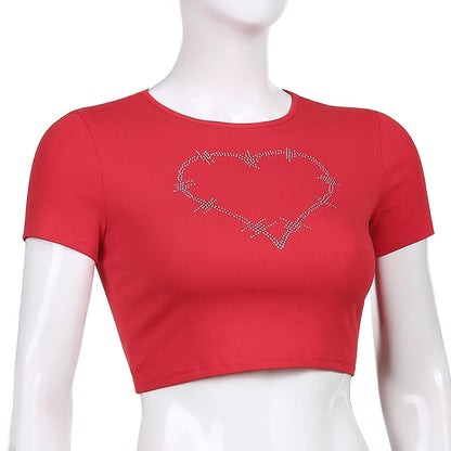 Y2K Women Backless Hollow Out T Shirt Sexy Bandage Crop Tops O-neck Tshirt Black Streetwear Short Sleeve Slim Bodycon T-shirt