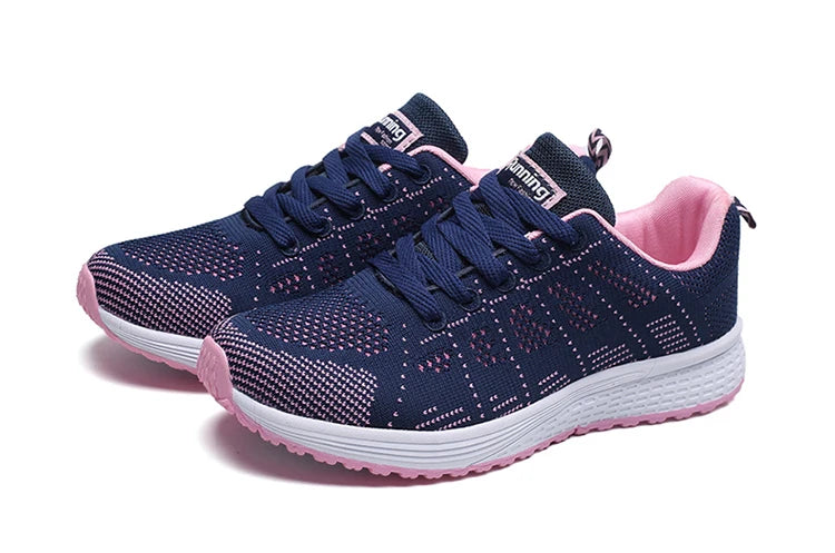 Tênis feminino moda casual: tênis com rendas, respiráveis.