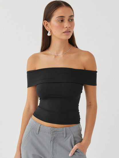 Women's Summer New Strapless Sexy T-shirt One Shoulder Spicy Girl Pure Desire Style Top for Women