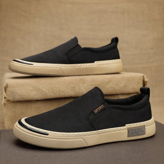 Tênis Vulcanizados de Lona Plimsoll masculino: respirável, de lazer, mocassins, moda primavera e outono