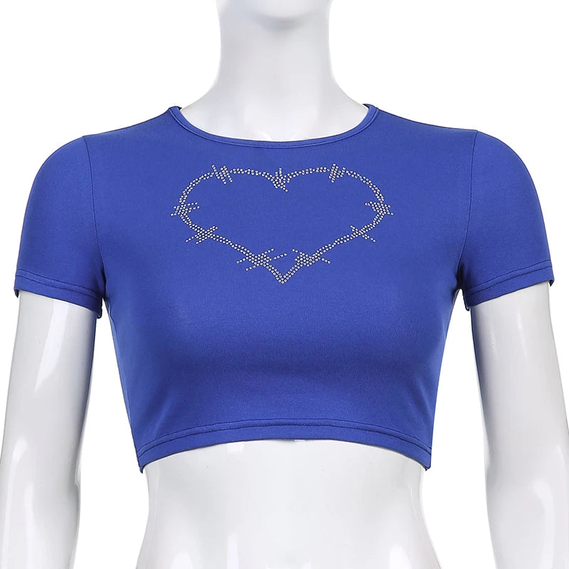 Y2K Women Backless Hollow Out T Shirt Sexy Bandage Crop Tops O-neck Tshirt Black Streetwear Short Sleeve Slim Bodycon T-shirt