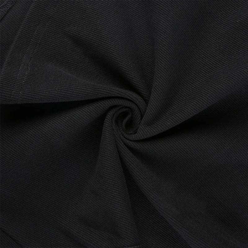 Y2K Women Backless Hollow Out T Shirt Sexy Bandage Crop Tops O-neck Tshirt Black Streetwear Short Sleeve Slim Bodycon T-shirt