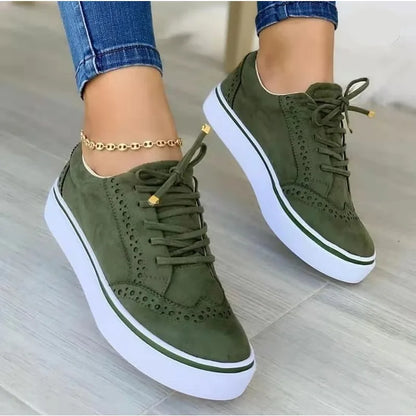 tênis femininos casual: sola plana, moda versátil com rendas