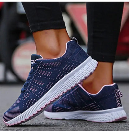 Tênis feminino moda casual: tênis com rendas, respiráveis.