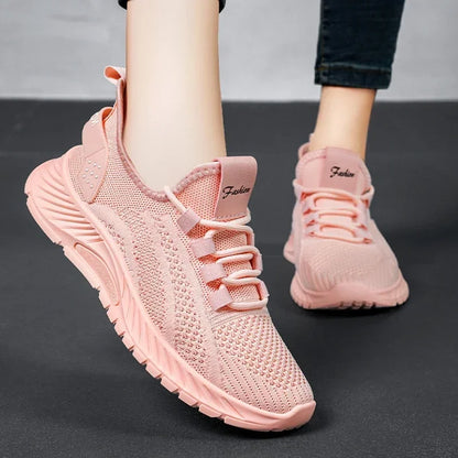 Tênis casual com designer feminino: esportivos, moda renda, de malha respirável.