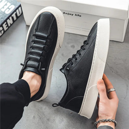 Tênis masculino: primavera, moda rendas, de couro, casual confortável