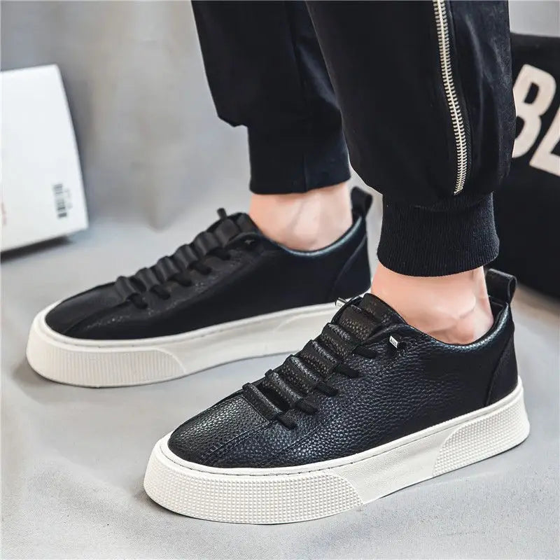 Tênis masculino: primavera, moda rendas, de couro, casual confortável