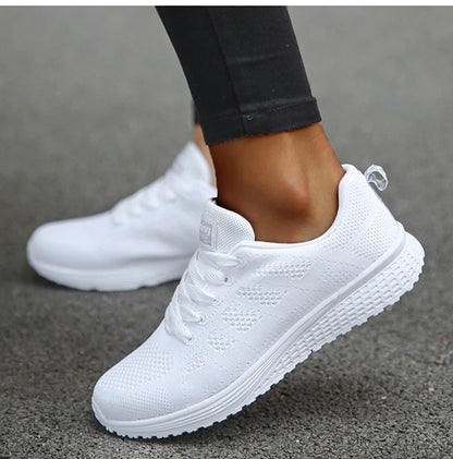 Tênis feminino moda casual: tênis com rendas, respiráveis.