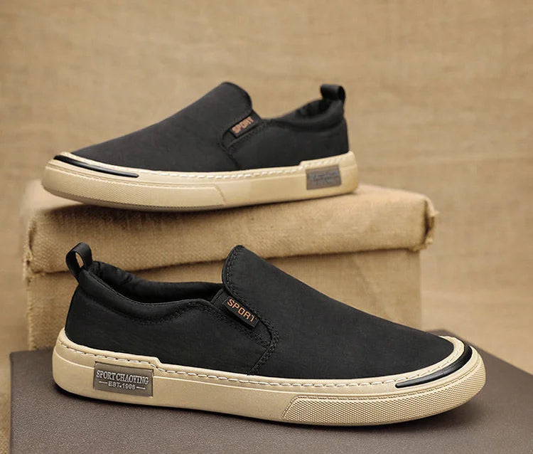 Tênis Vulcanizados de Lona Plimsoll masculino: respirável, de lazer, mocassins, moda primavera e outono