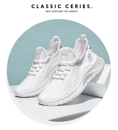 Tênis casual com designer feminino: esportivos, moda renda, de malha respirável.