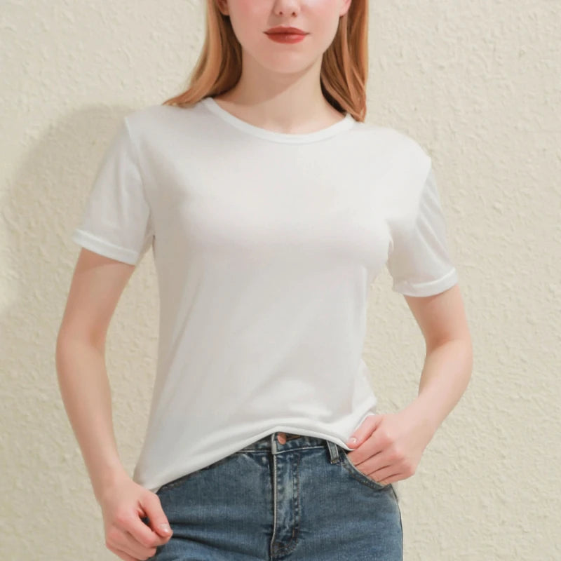 Solid Women Cotton T-shirt V-Neck Short Sleeve Female Tee Slim White And Balck T-Shirt Casual Solid Lady Tshirt Tops