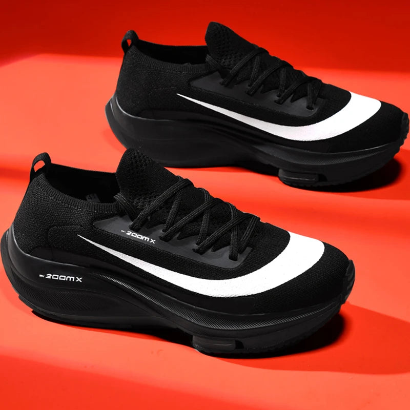 Tênis de corrida masculino: malha respirável, confortável, plana.