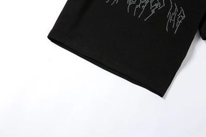 Y2K Women Backless Hollow Out T Shirt Sexy Bandage Crop Tops O-neck Tshirt Black Streetwear Short Sleeve Slim Bodycon T-shirt