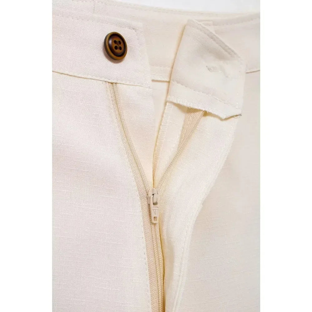 Conjunto Elegance: casual com 2 peças bordados com camisa tipo top de manga curta e lapela combinando calças largas