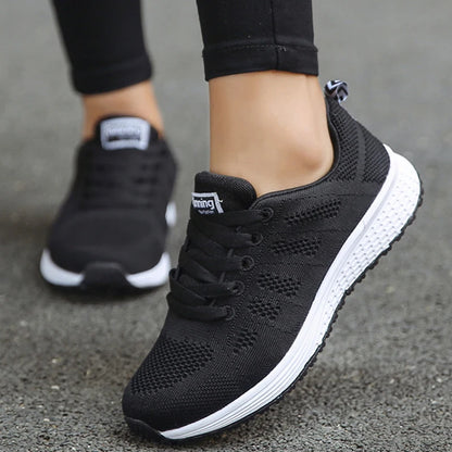 Tênis feminino moda casual: tênis com rendas, respiráveis.