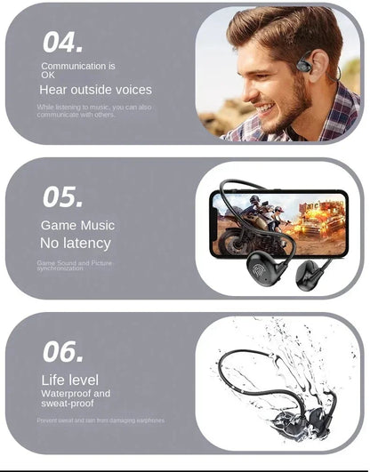 Fones de ouvido sem fio Xiaomi Bone Conduction Bluetooth 5.3 para pescoço, esportivo, estéreo, com microfone.