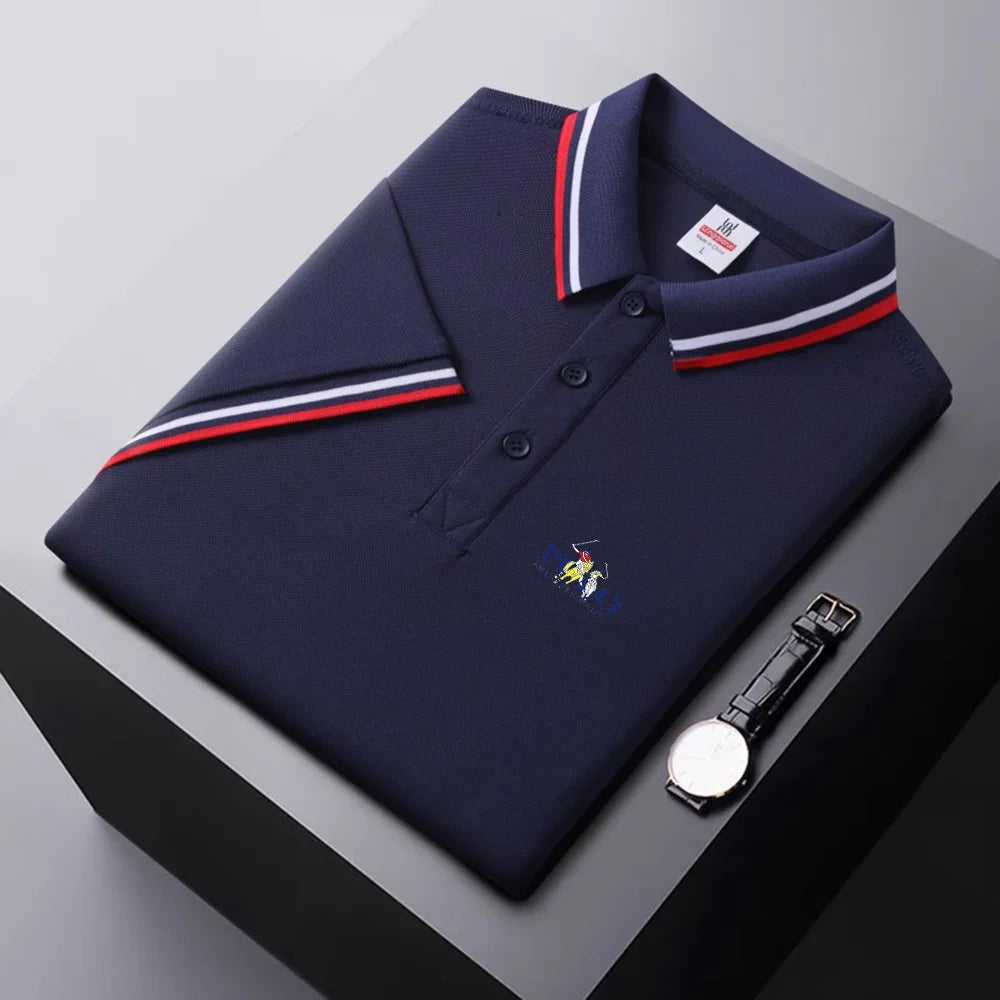 Camisa polo masculina, manga curta: com lapela de botão, simples, leve